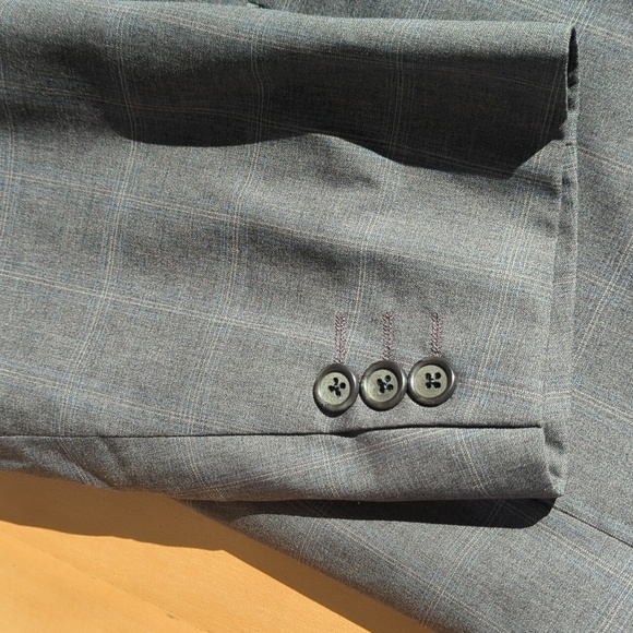 Loro Piana Italy Harry Rosen Gray Wool Sport Coat with Windowpane Fabric 44R - Picture 7 of 11